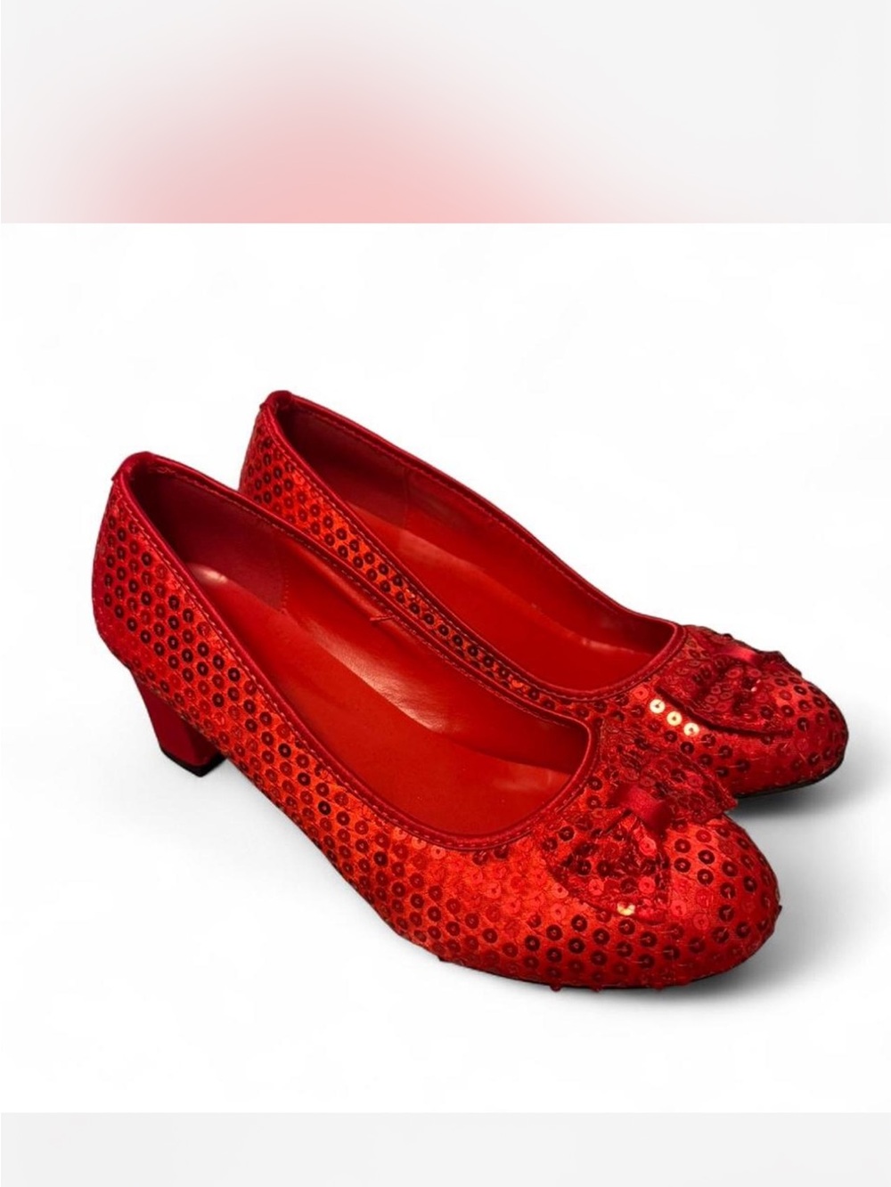Fun Red Sequin Dorothy from wizard of oz Low Heel Pumps for Women